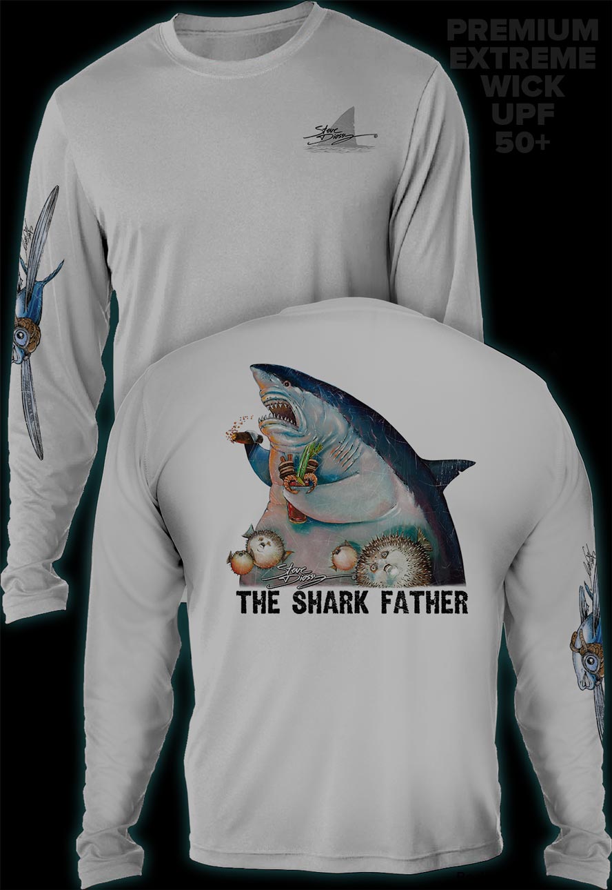 "The Shark Father" Men's Extreme Wick Long Sleeve Performance Shirt ᴜᴘꜰ-ᴛᴇᴇ